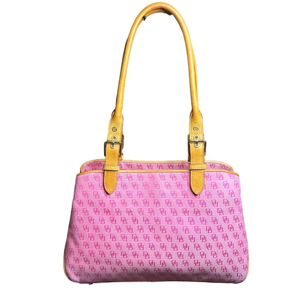 Dooney & Bourke Set DB Logo Canvas Leather w/Pouche and Card Holder Pink (3) - Picture 2 of 16